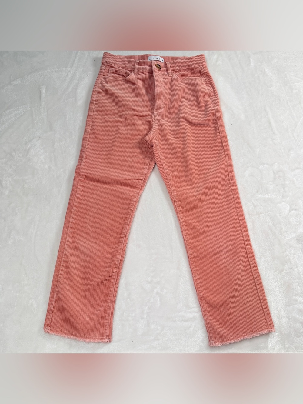 LOFT Coral Pink Corduroy Pants,frayed hem, high‎ waisted, soft and comfy,
Girly